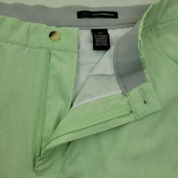 Greg Norman Golf Shorts Light Green Pinstripe Performance Mens Sze 34 Inseam 10" - Picture 3 of 6